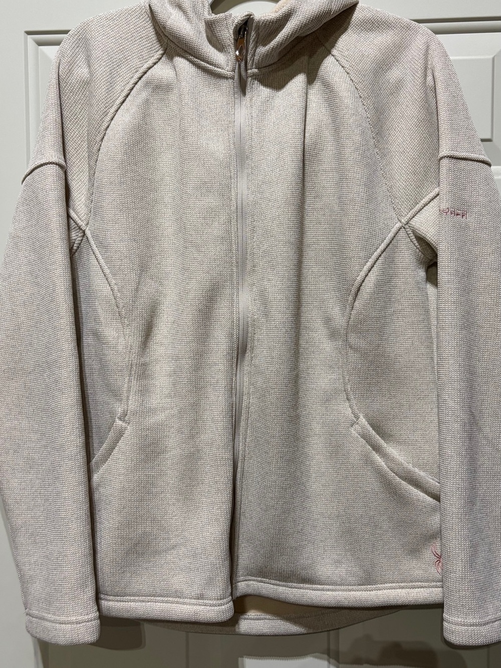 Women’s Full-Zip Heathered Cream Sweater Jacket